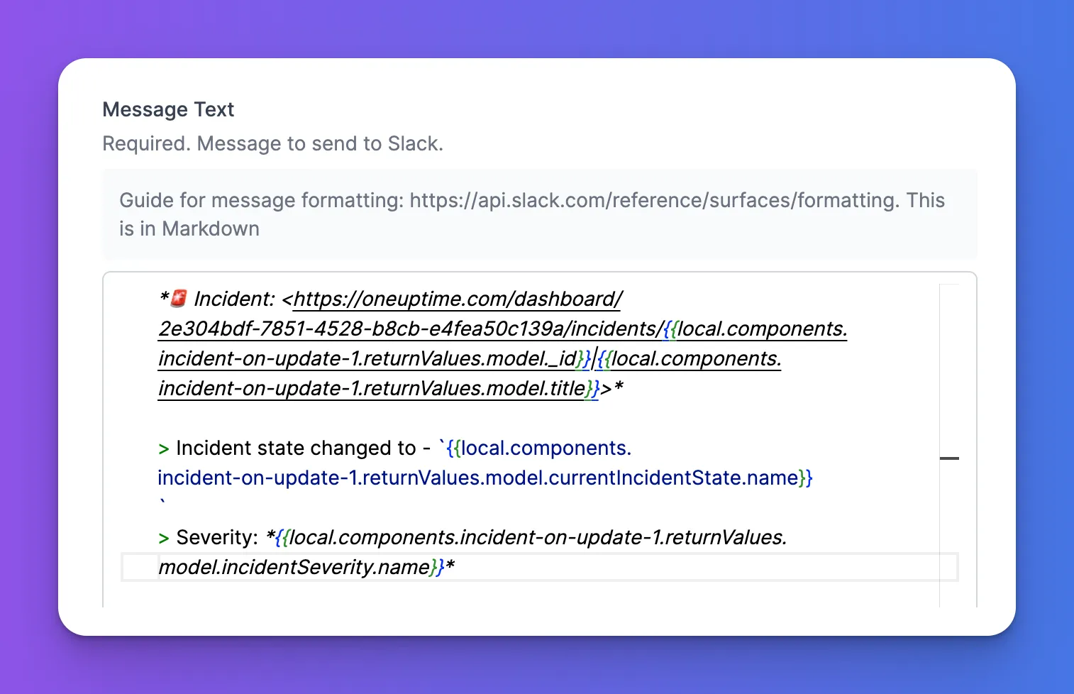 Workflows in OneUptime: Slack Notifications (screenshot)